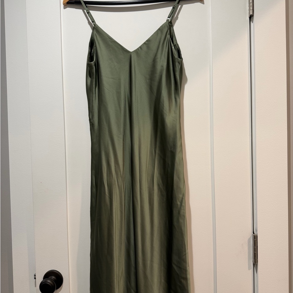 A new day Olive Midi Slip Dress with side slit - Picture 4 of 4